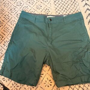 Michael Brandon Teal Green Flat-Front Men's Shorts